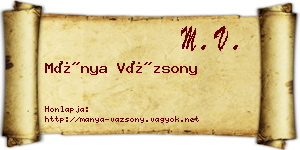 Mánya Vázsony névjegykártya